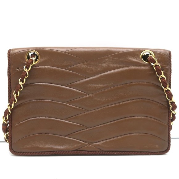 Vintage Chanel 2.55 CC Shoulder Bag Brown Rope-Trim Wavy Stitch Leather - Picture 6 of 12